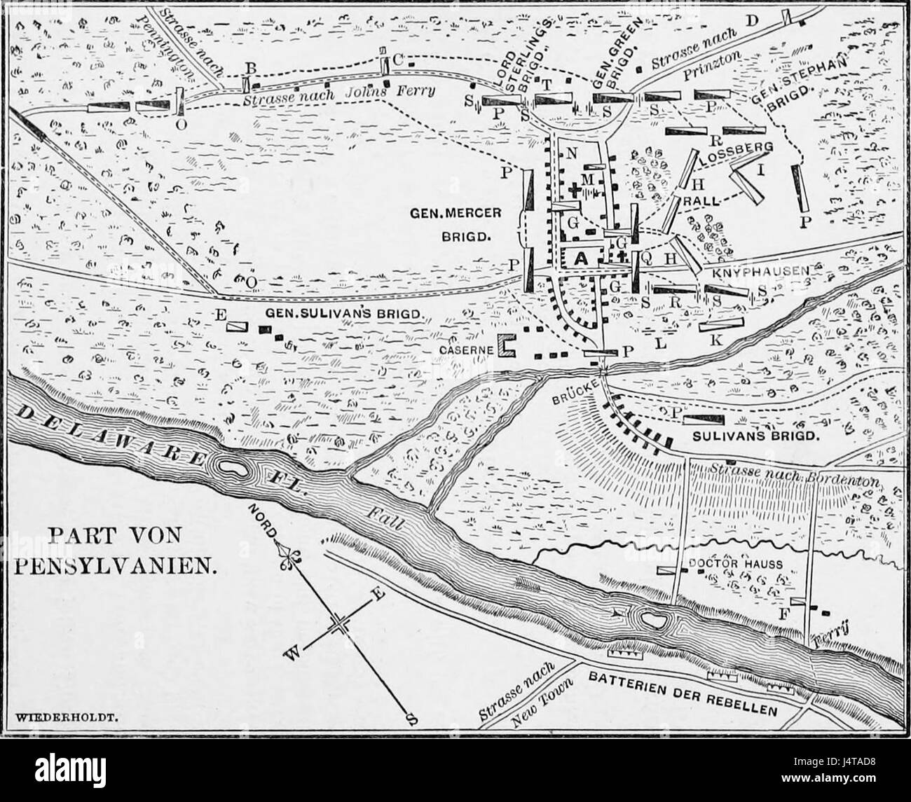 The Hessians   Wiederhold's plan of the Battle of Trenton Stock Photo