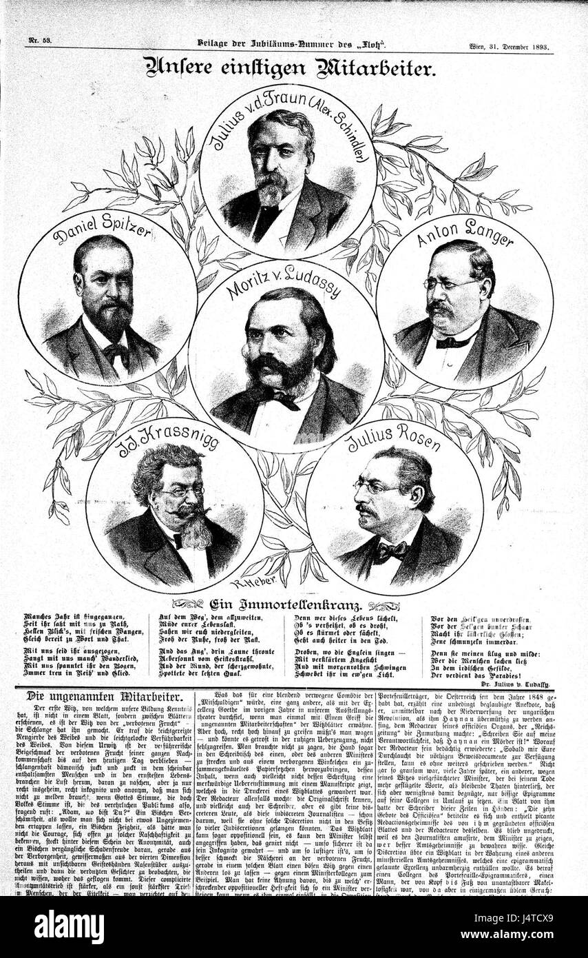 Unsere einstigen Mitarbeiter (2) 1893 R. Weber (Der Floh) Stock Photo
