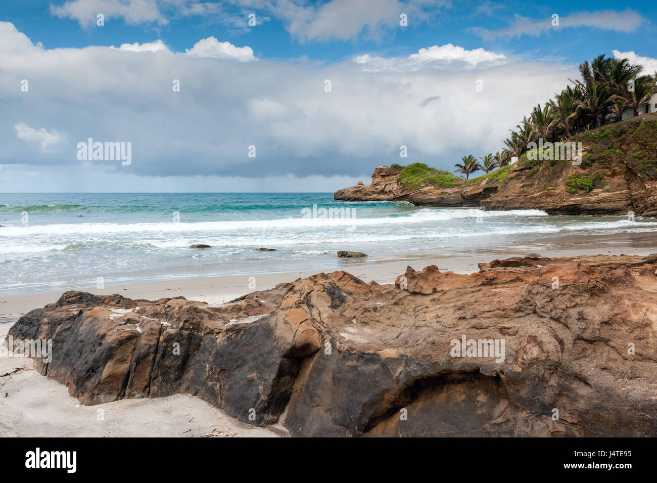 Small charming fishing village of Mompiche, Ecuadorian Pacific coastline Stock Photo