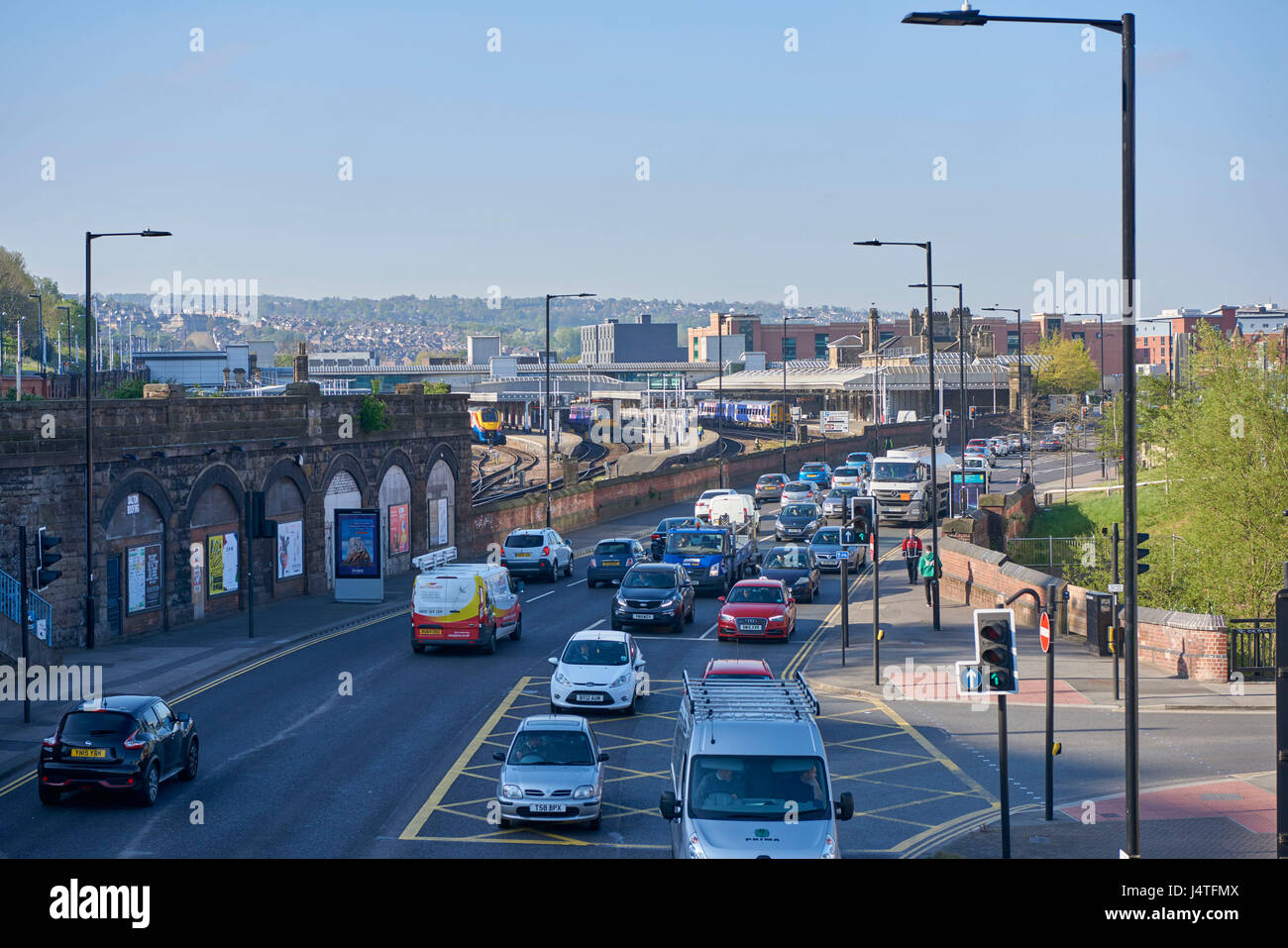 Sheaf Street Sheffield, South Yorkshire with Sheffield Railway station Stock Photo Alamy