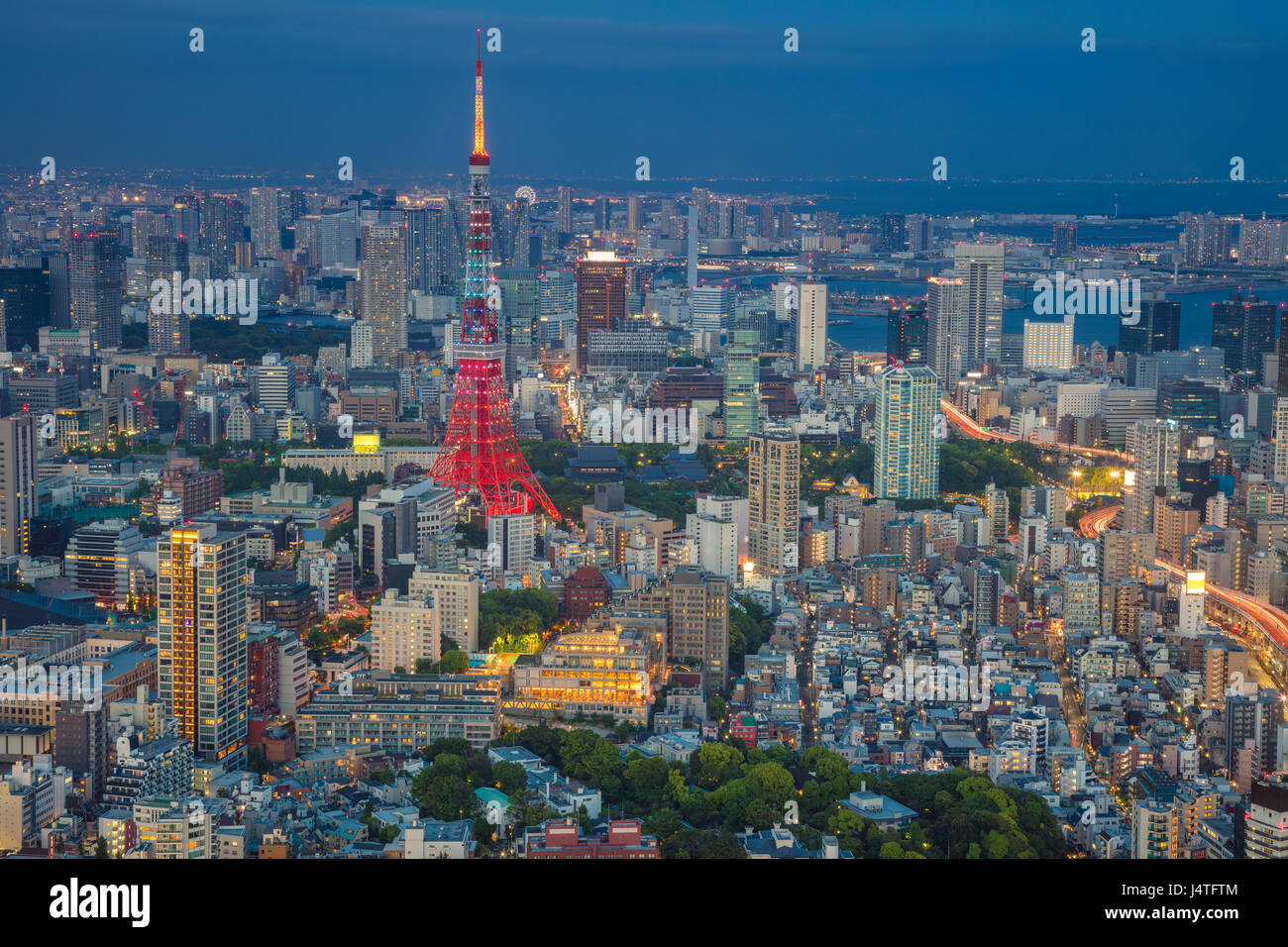 Tokyo. Cityscape image of Tokyo, Japan during twilight blue hour. Stock Photo