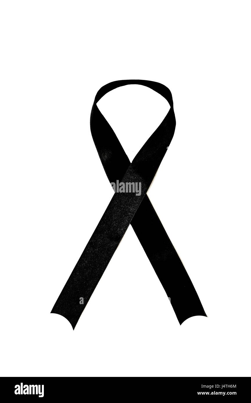 Grief and mourning sign to condemn terrorist attacks black ribbon Stock Photo