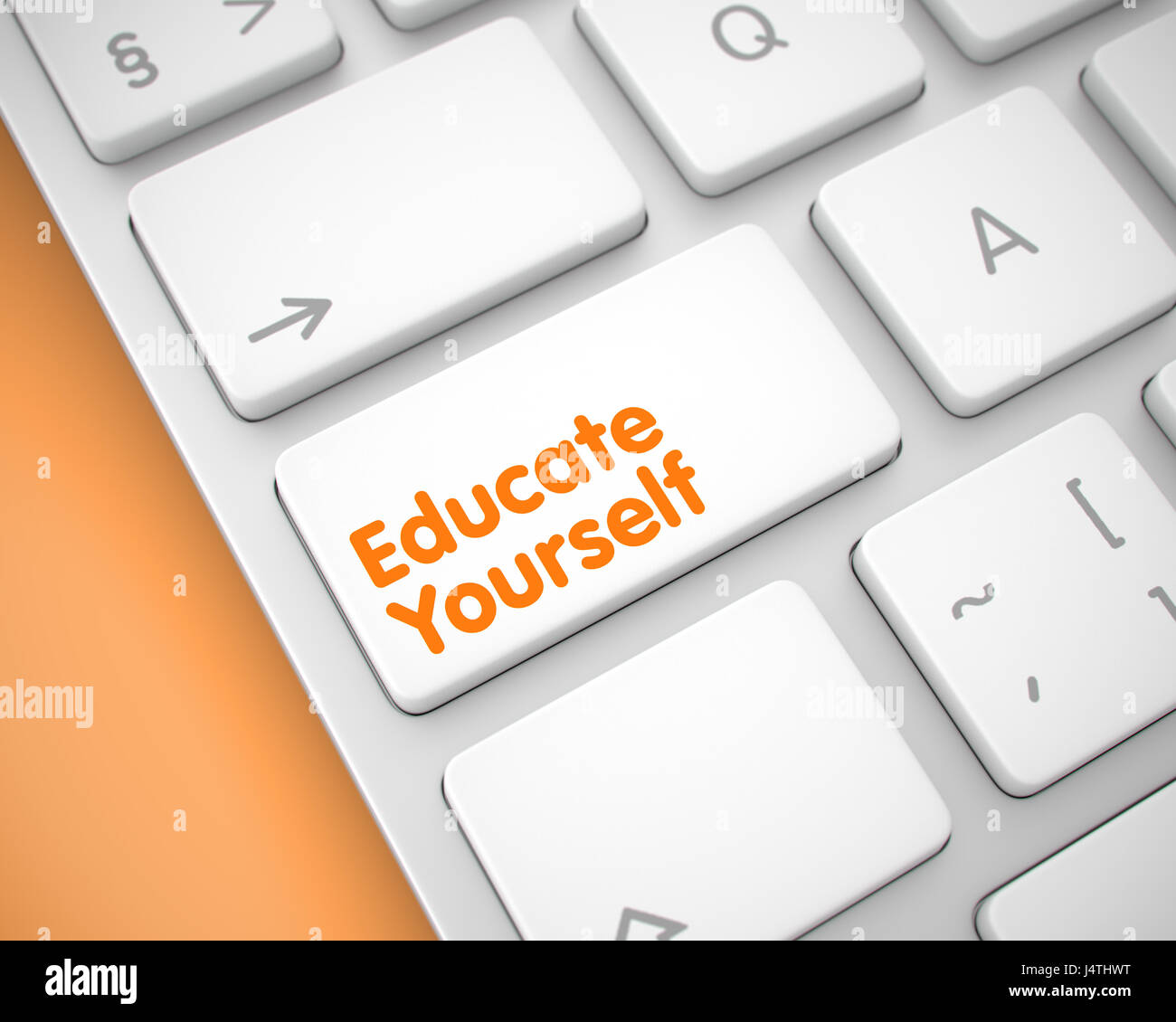Educate Yourself - Inscription on White Keyboard Keypad. 3D. Stock Photo