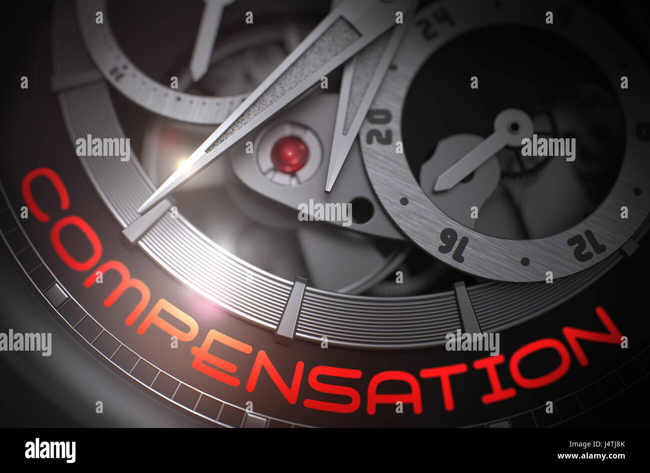 Compensation on the Mechanical Wrist Watch Mechanism. 3D. Stock Photo