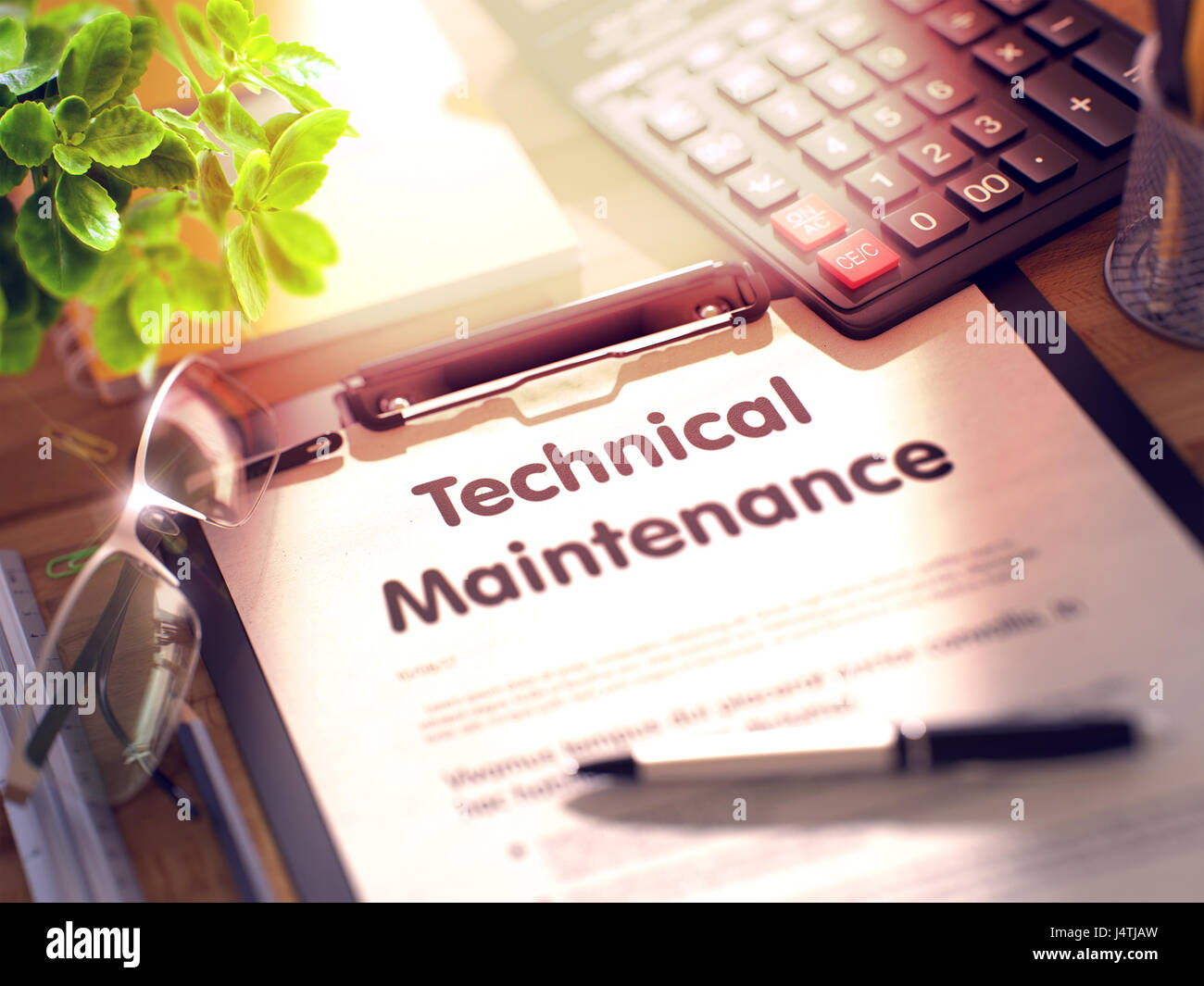 Technical Maintenance Concept on Clipboard. 3D. Stock Photo