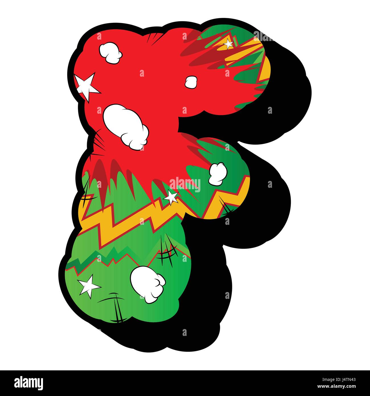 Letter F filled with comic book explosion, background Stock Vector ...