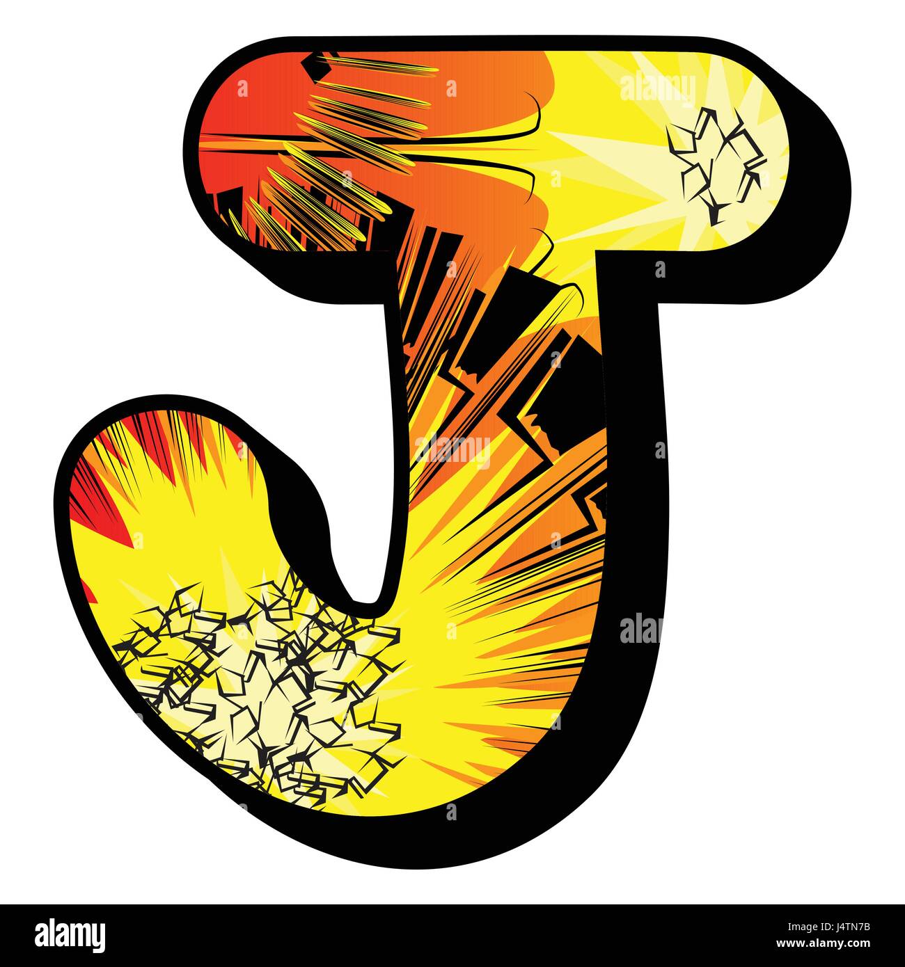 Letter J filled with comic book explosion, background Stock Vector Image &  Art - Alamy