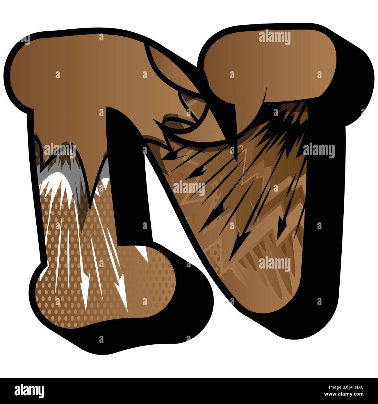 Letter N filled with comic book explosion, background Stock Vector ...