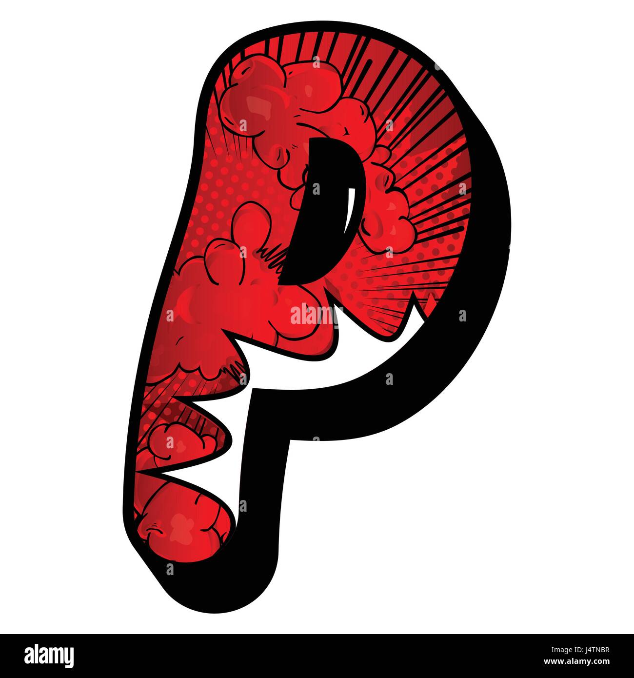 Letter P filled with comic book explosion, background Stock Vector ...