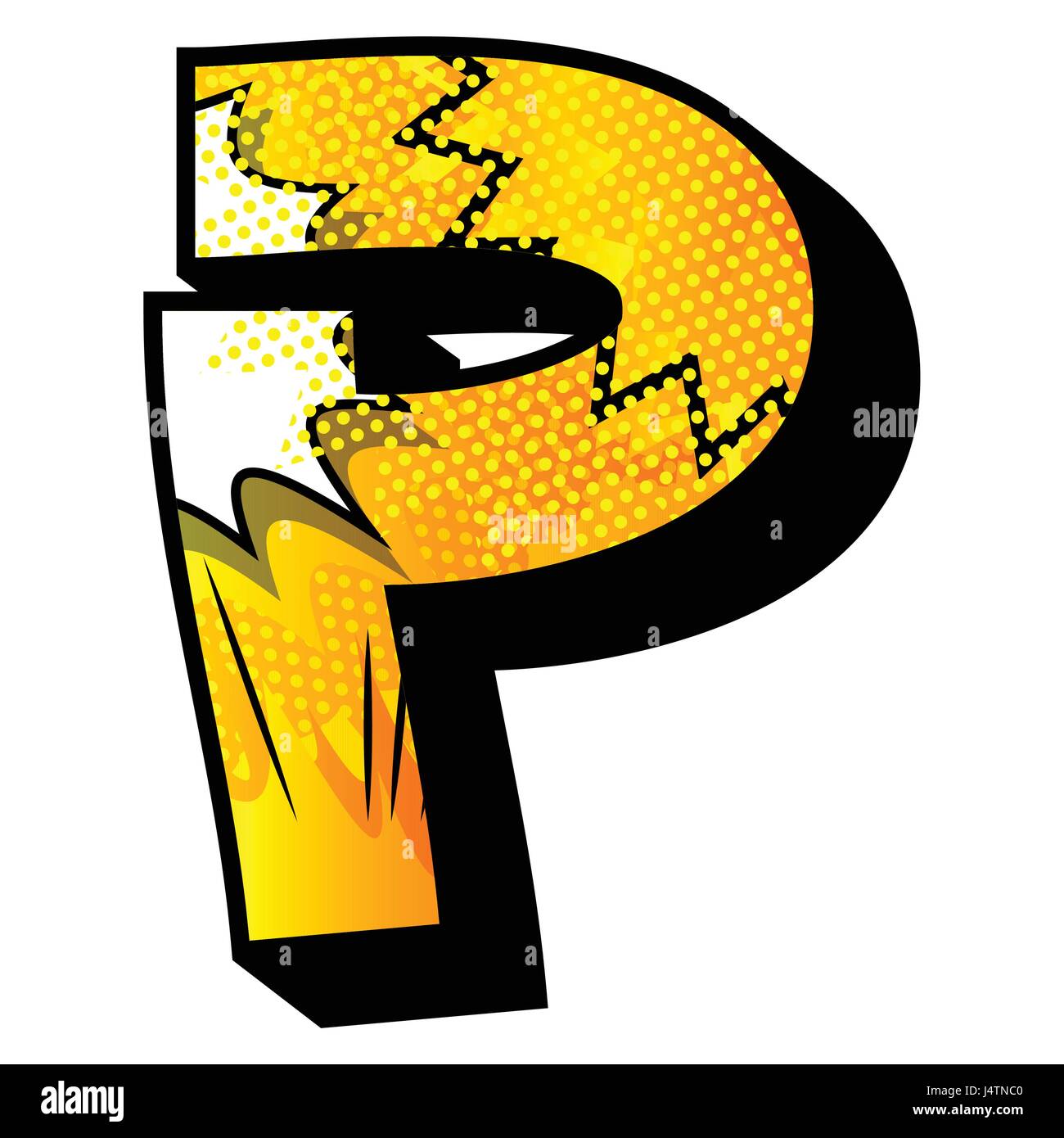 Letter P filled with comic book explosion, background Stock Vector ...