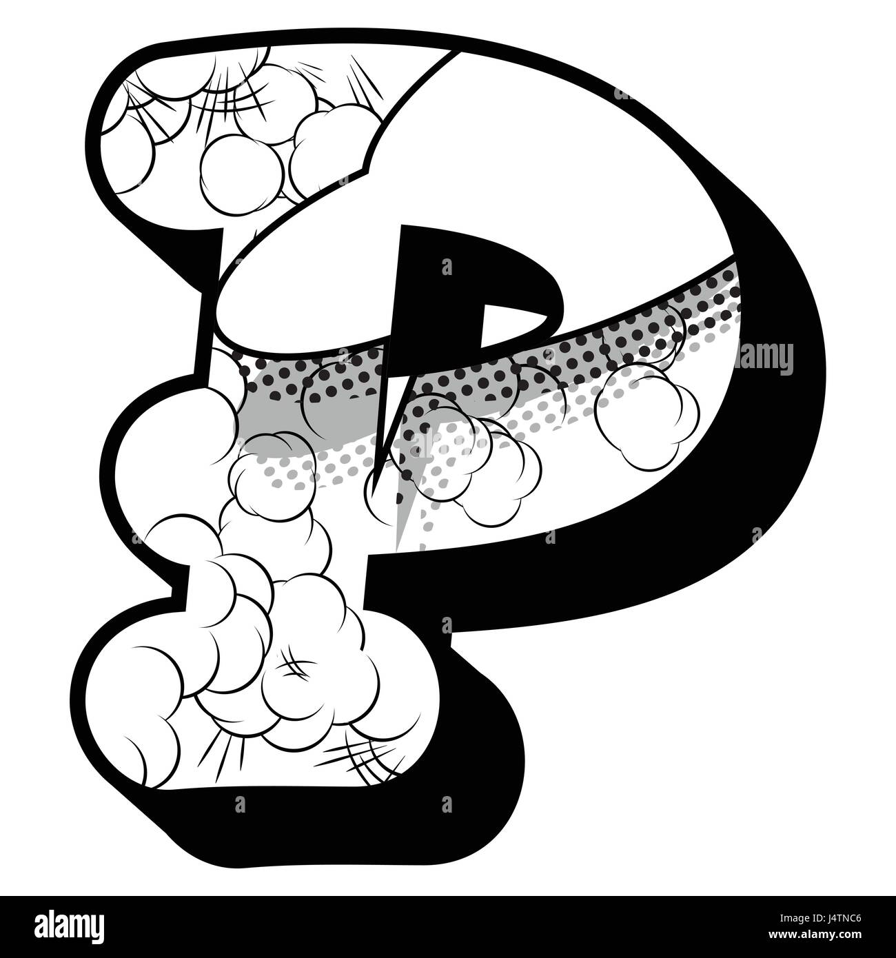 Letter P filled with comic book explosion, background Stock Vector ...