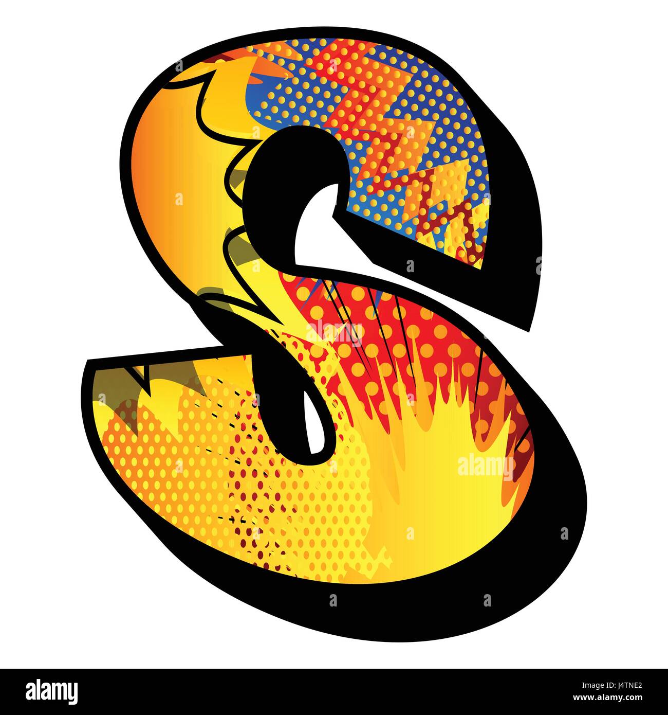 Letter S filled with comic book explosion, background Stock Vector ...