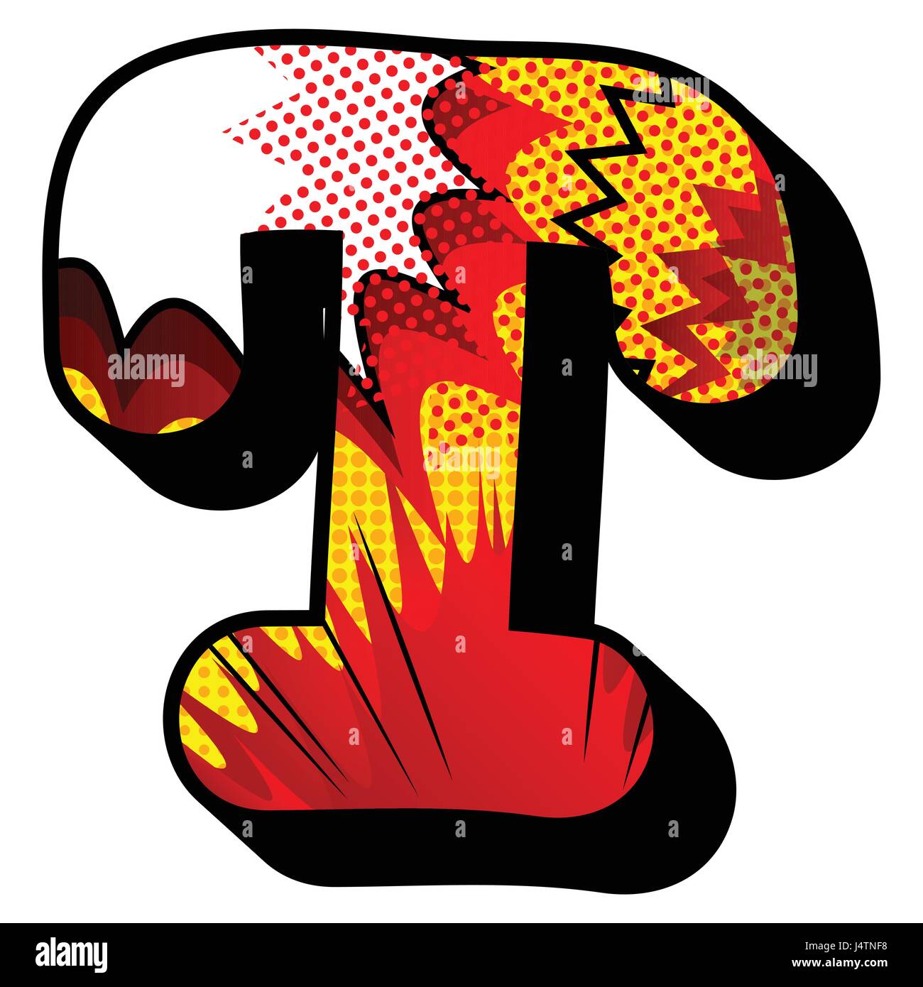 Letter T filled with comic book explosion, background Stock Vector ...