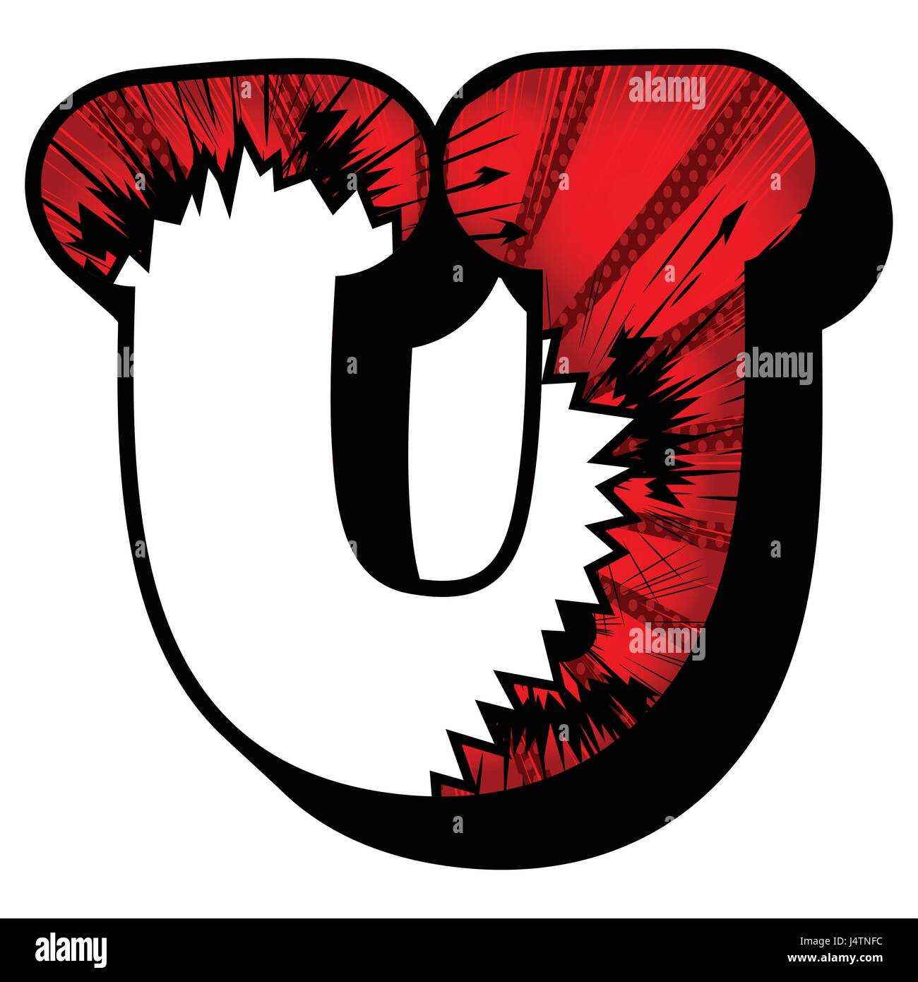 Letter U filled with comic book explosion, background Stock Vector ...