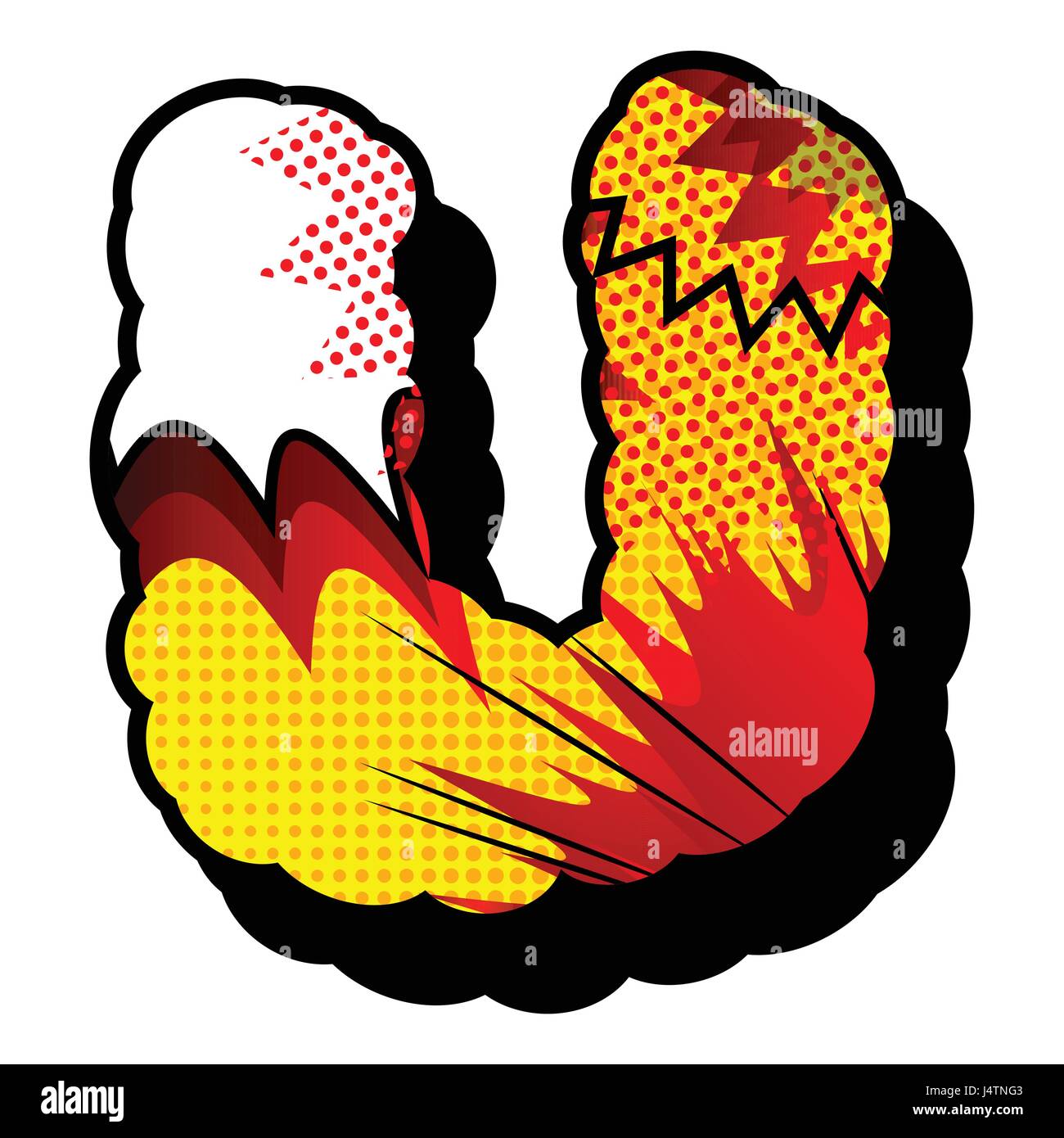 Letter U filled with comic book explosion, background Stock Vector ...