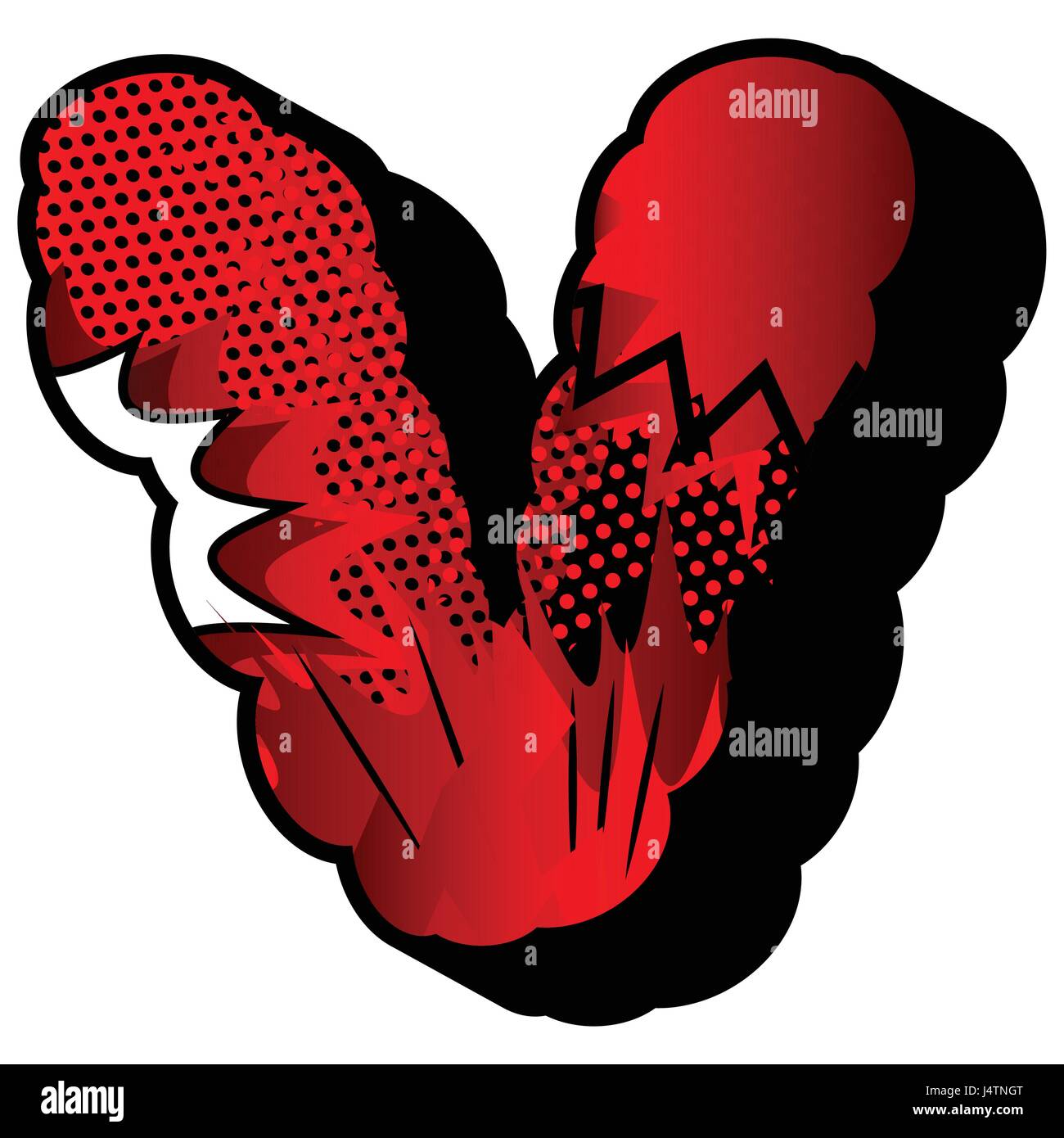 Letter V filled with comic book explosion, background Stock Vector ...