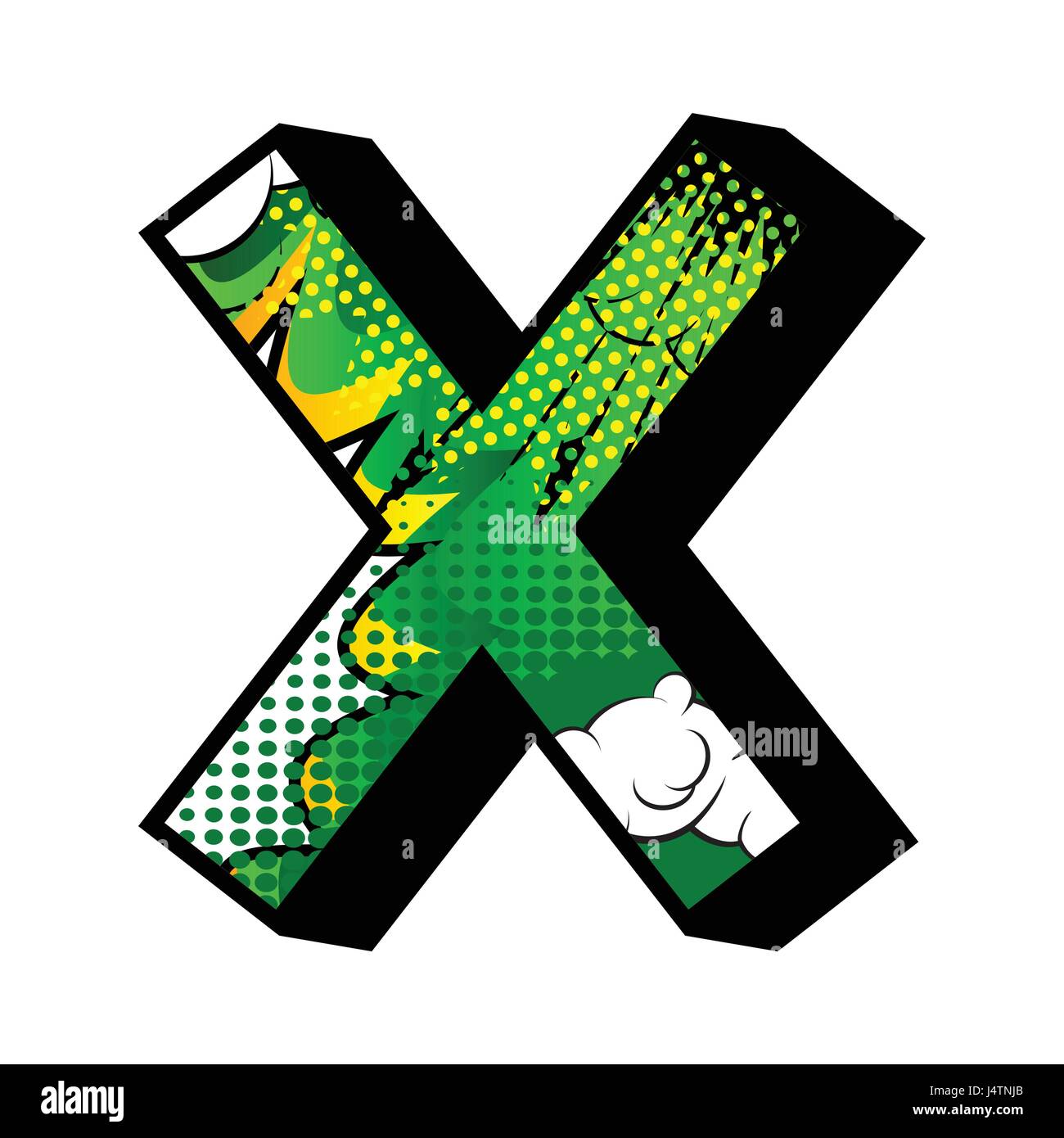 Letter X filled with comic book explosion, background Stock Vector ...