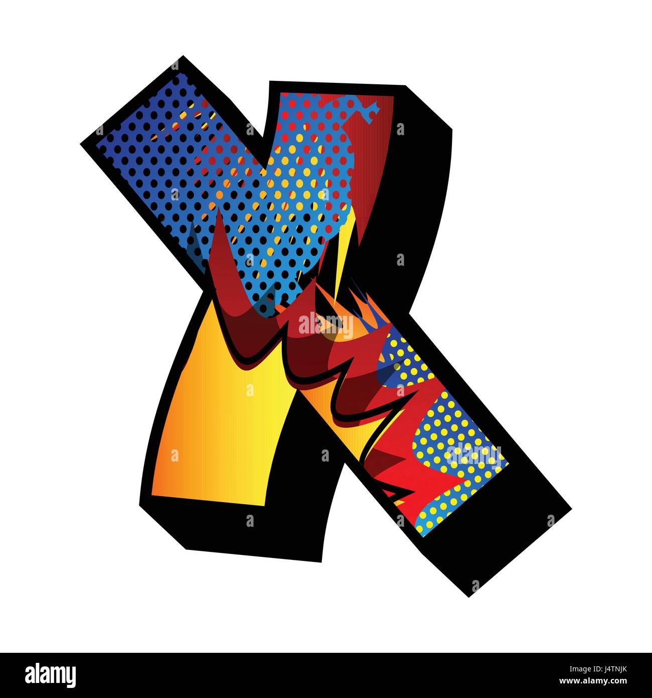 Letter X filled with comic book explosion, background Stock Vector ...