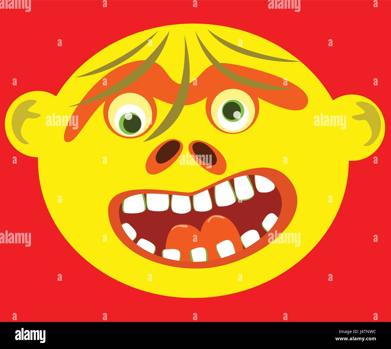 Download Cartoon Ugly Yellow Monster Face On Red Background Stock Vector Image Art Alamy PSD Mockup Templates