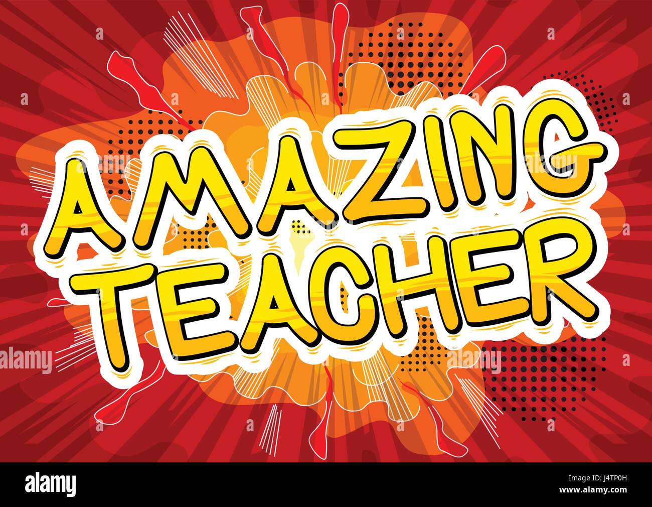 Amazing Teacher Comic Book Style Phrase On Abstract Background Stock