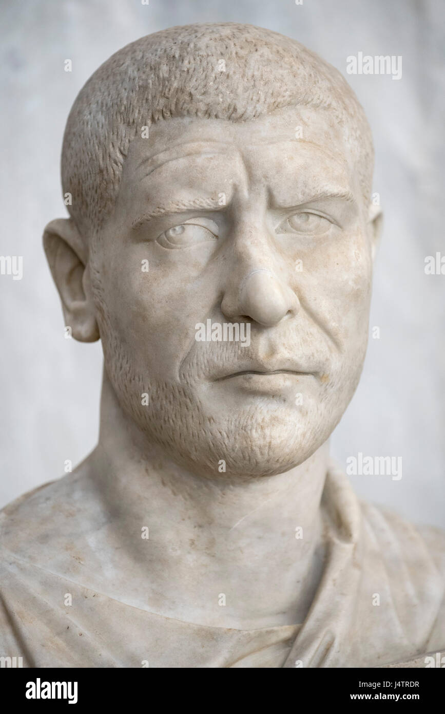 Rome. Italy. Portrait bust of Roman Emperor Philip the Arab (ca. 204 A.D. - 249 A.D.), Braccio Nuovo, Museo Chiaramonti, Vatican Museums. Musei Vatica Stock Photo