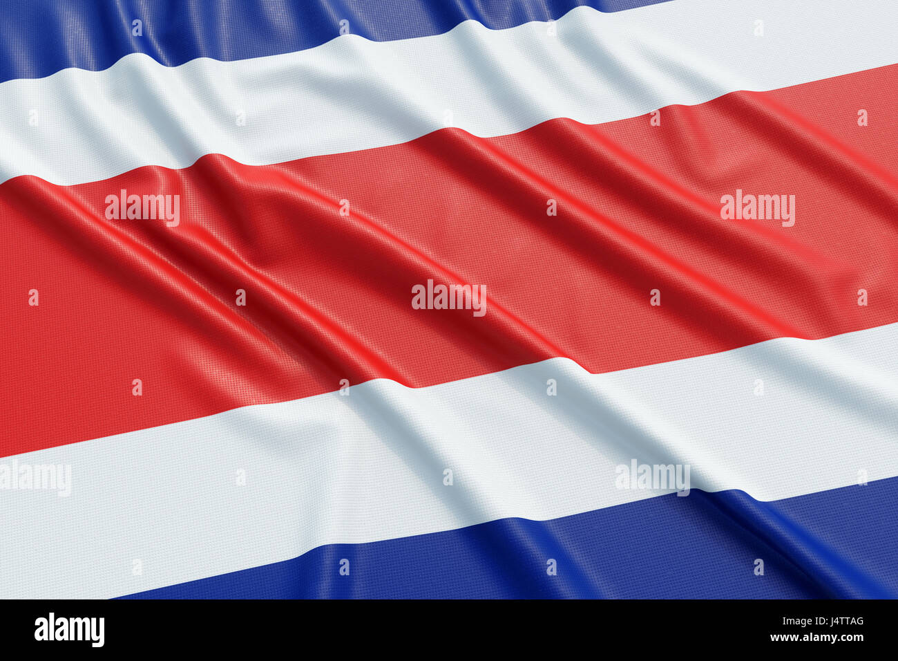 Costa Rica flag. Wavy fabric high detailed texture. 3d illustration ...