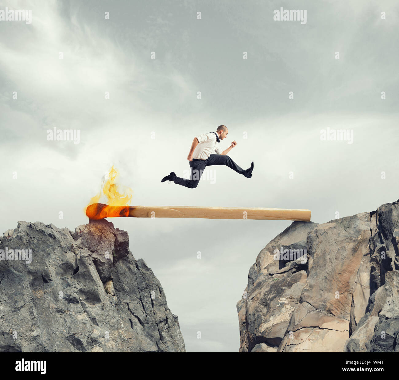 Hurry up and overcome the obstacle Stock Photo