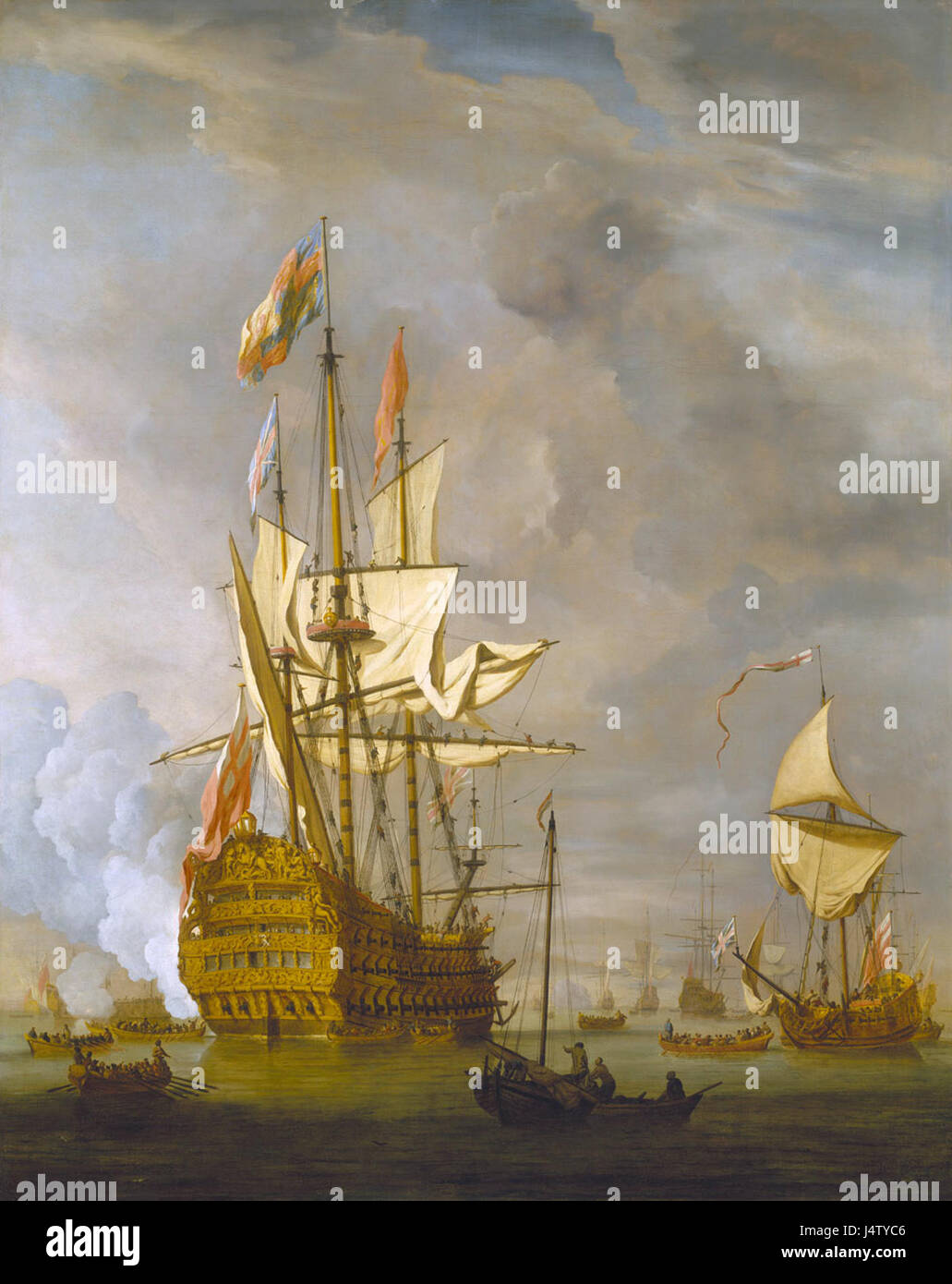 The English Ship 'Royal Sovereign' With a Royal Yacht in a Light Air