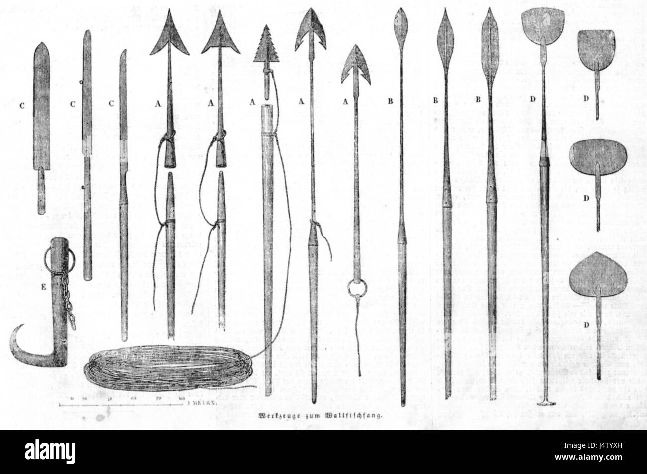 Werkzeuge zum Walfischfang (1850) Stock Photo