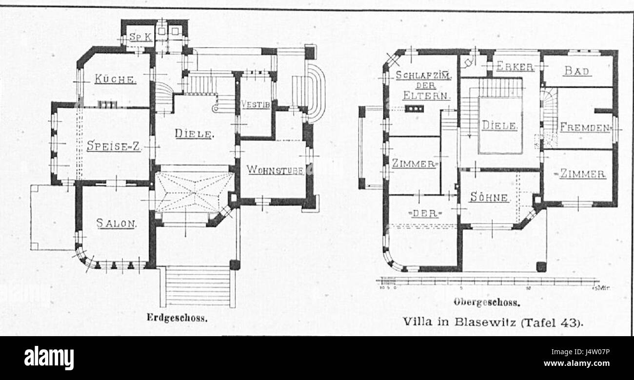 Villa in Blasewitz Dresden, Hochuferstr. 12 Architekten Schilling & Graebner Dresden, Inhaber Gerhart Hauptmann, Tafel 43, Grundriss Stock Photo