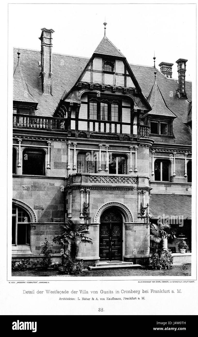 Villa von Guaita in Cronberg bei Frankfurt Architekten L. Nehe & A. von Kauffmann, Frankfurt, Detail, Tafel 31, Kick Jahrgang II Stock Photo