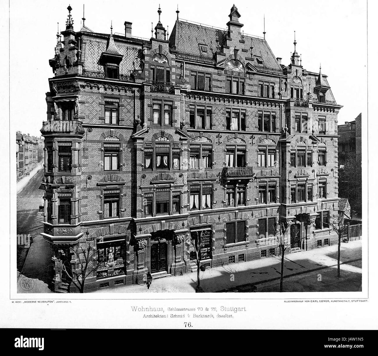 Wohnhaus Schlossstrasse 70 und 72, Stuttgart, Architekten Schmid & Burkhardt, Stuttgart, Tafel 76, Kick Jahrgang II Stock Photo