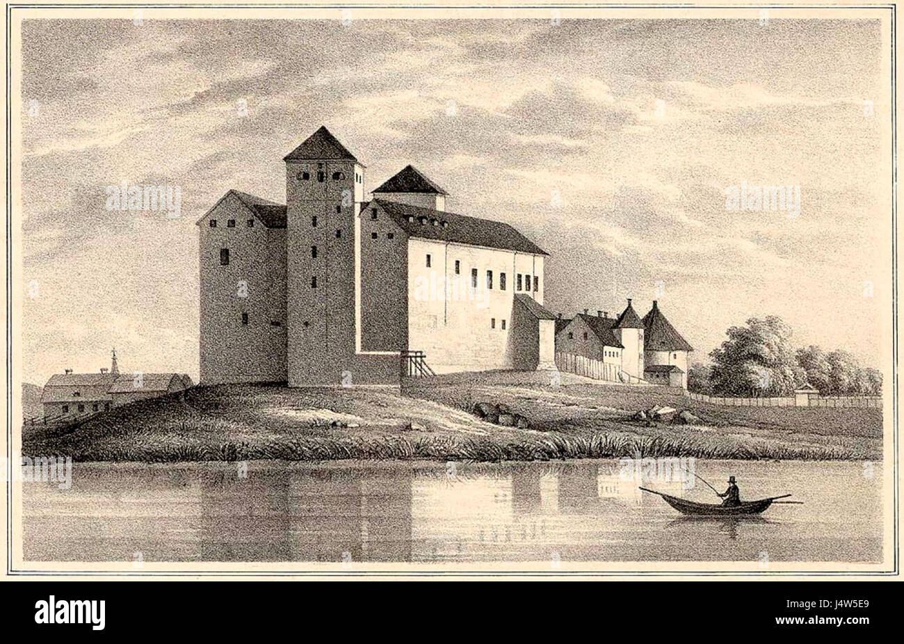 Turku Castle in 1845 Stock Photo
