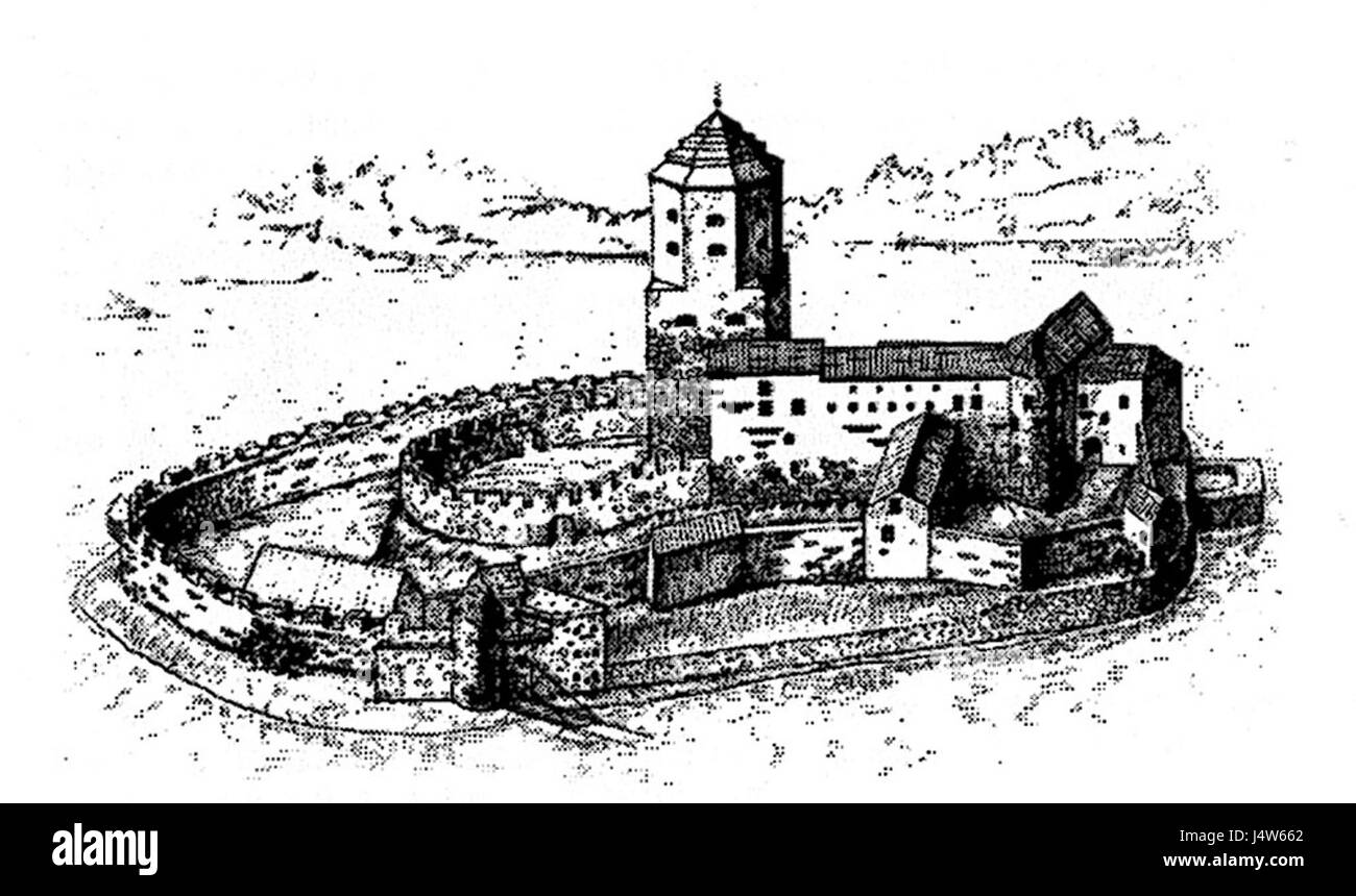 Vyborg Castle in 17th century Stock Photo