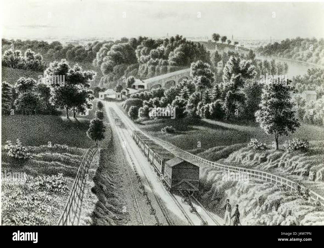 View of the Inclined Plan near Philadelphia 1838 Stock Photo
