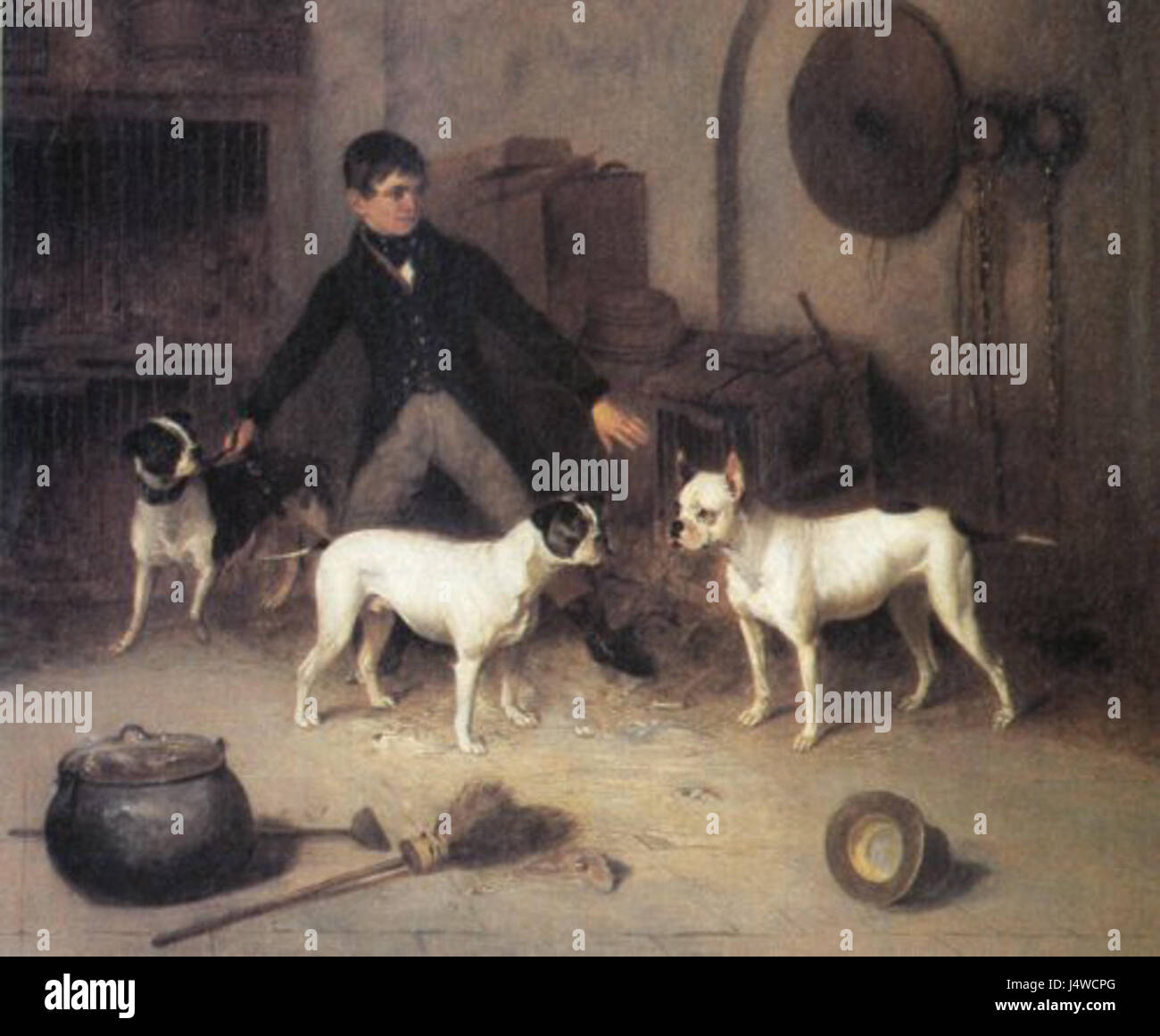 Thomas Clayton Kennel Boy And Bulldogs Stock Photo Alamy
