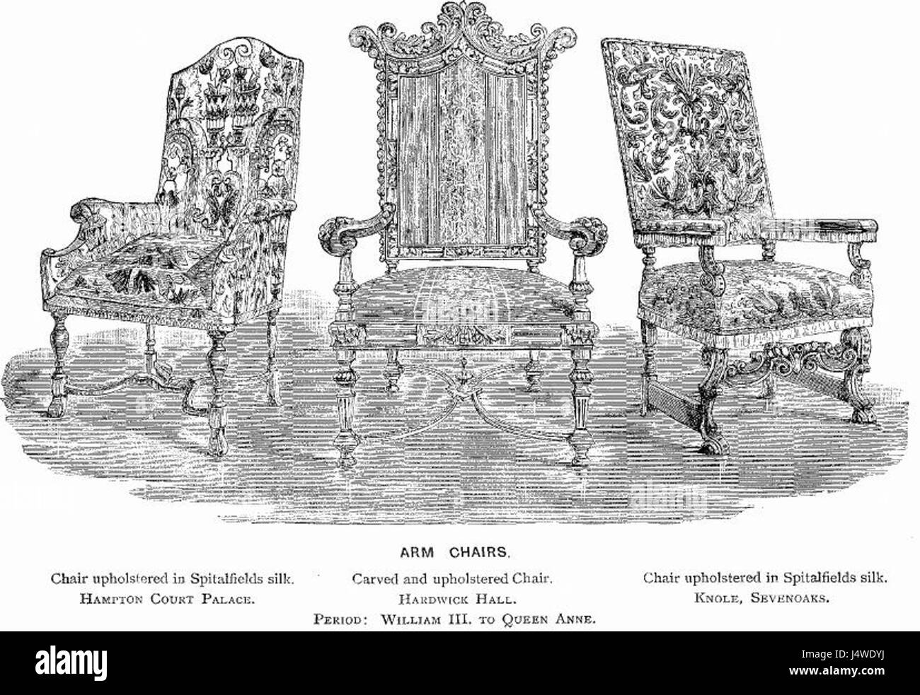Three Chairs From Hampton Court, Hardwick, and Knole Stock Photo Alamy