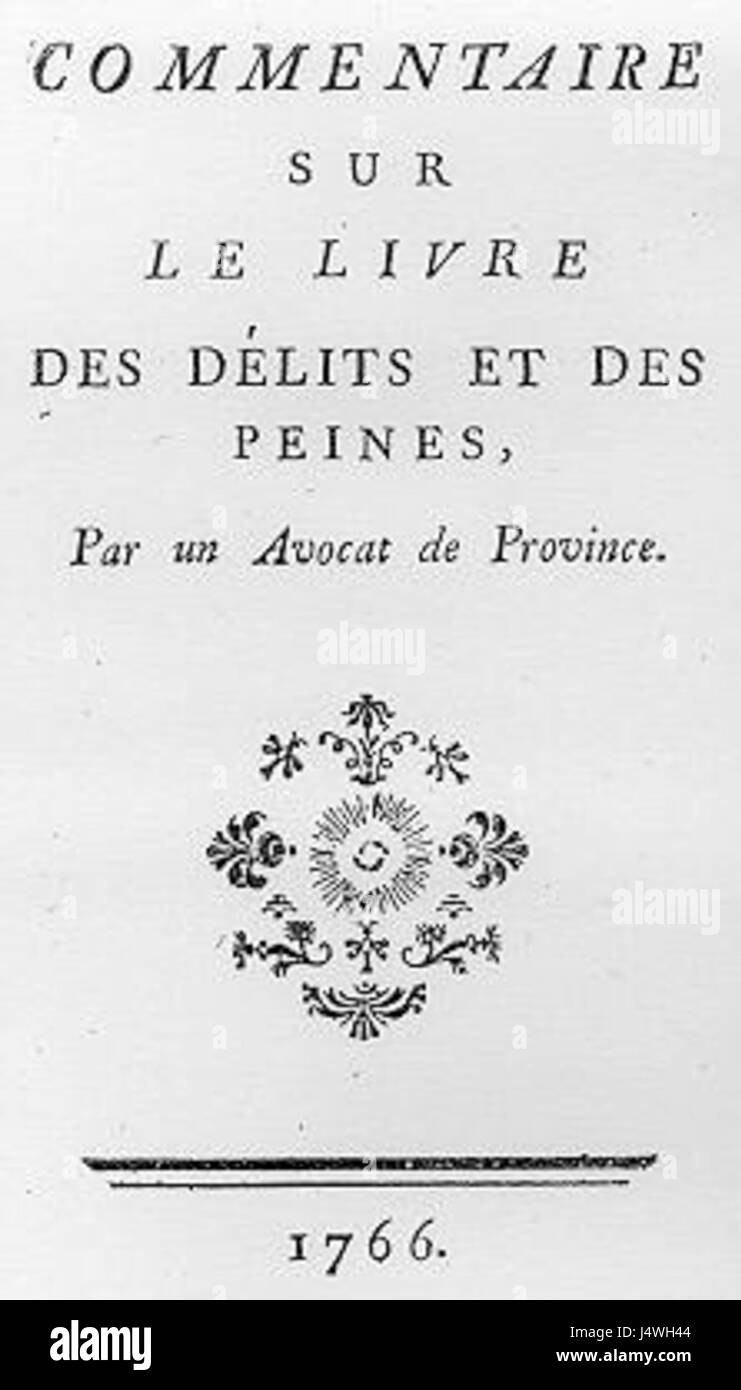 Voltaire des delits et des peines 1766 Stock Photo