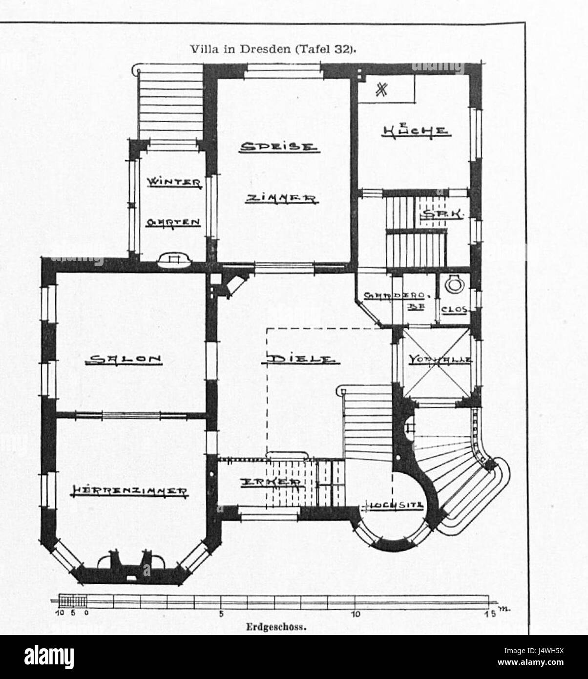 Villa in Dresden Karcher Allee 11 Architekt Heino Otto Dresden, Tafel 32, Grundriss Stock Photo