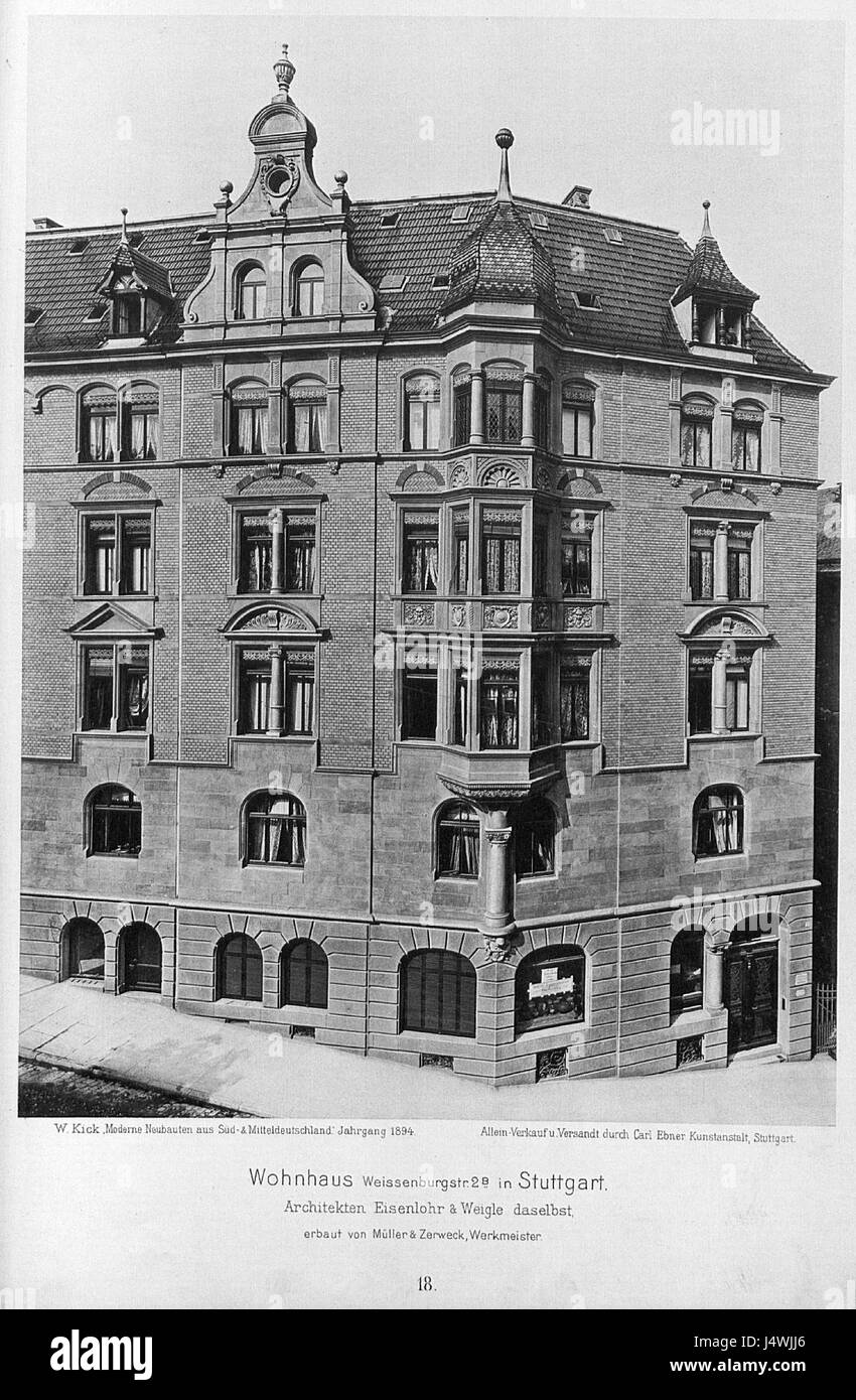 Wohnhaus Weissenburgstr. 2 B in Stuttgart, Architekten Eisenlohr & Weigle aus Stuttgart, Tafel 18, Kick Jahrgang I Stock Photo