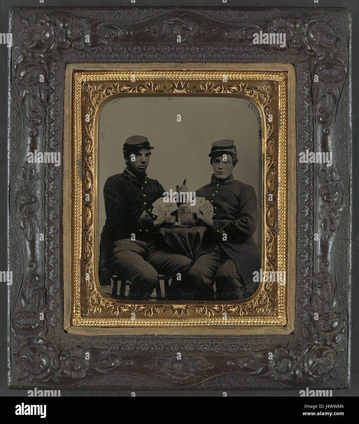 A photograph of two unidentified Union soldiers from the American Civil ...