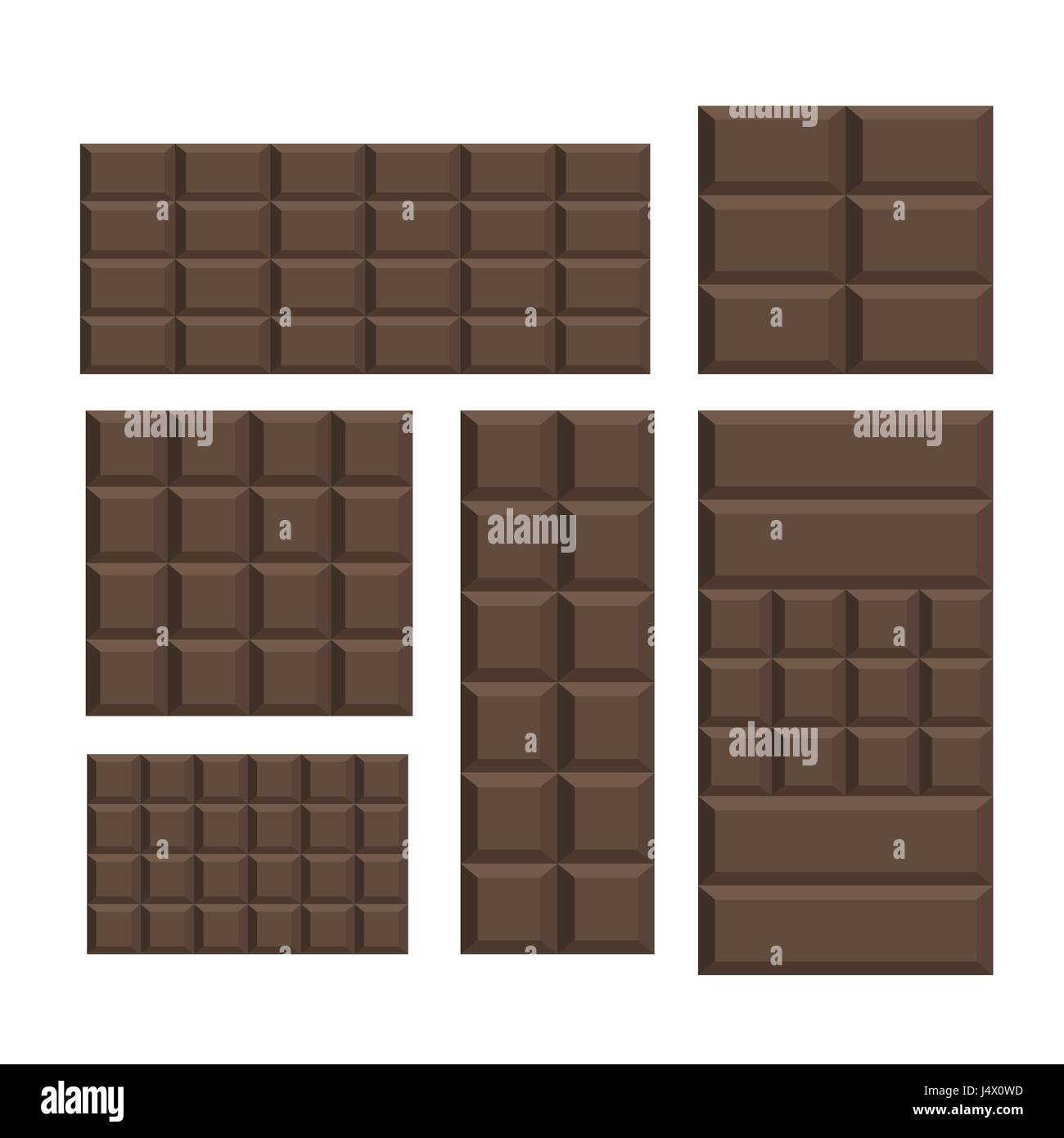 Brown dark Chocolate bar design rectangular shape variation pattern background vector Stock Vector
