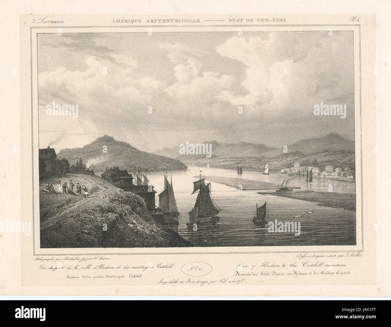 View of Hudson and the Catskill Mountains (NYPL b12349137 423932) Stock Photo