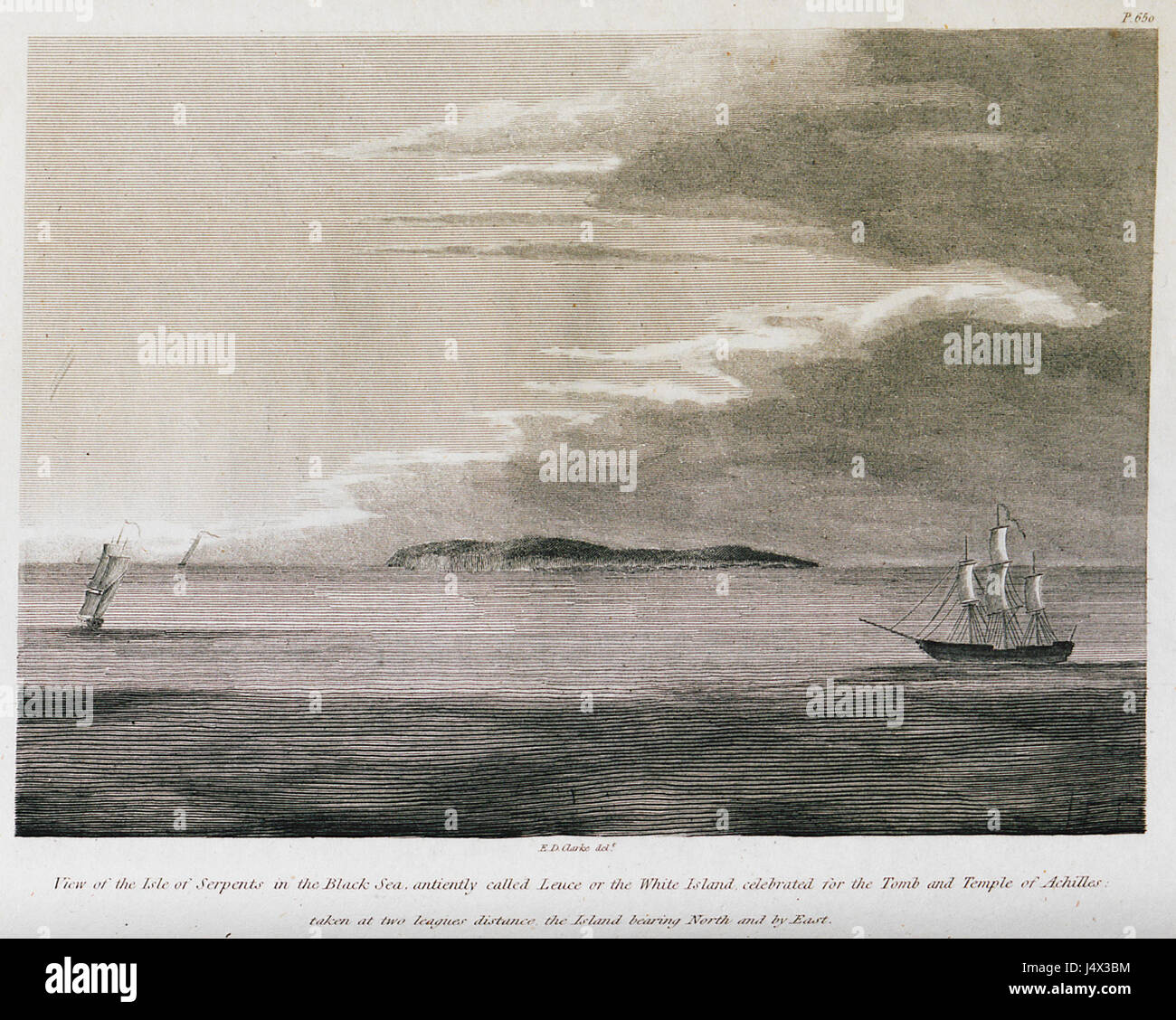 View of the Isle of Serpents in the Black Sea, anciently called Leuce or the White Island, celebrated for the Tomb and T   Clarke Edward Daniel   1810 Stock Photo