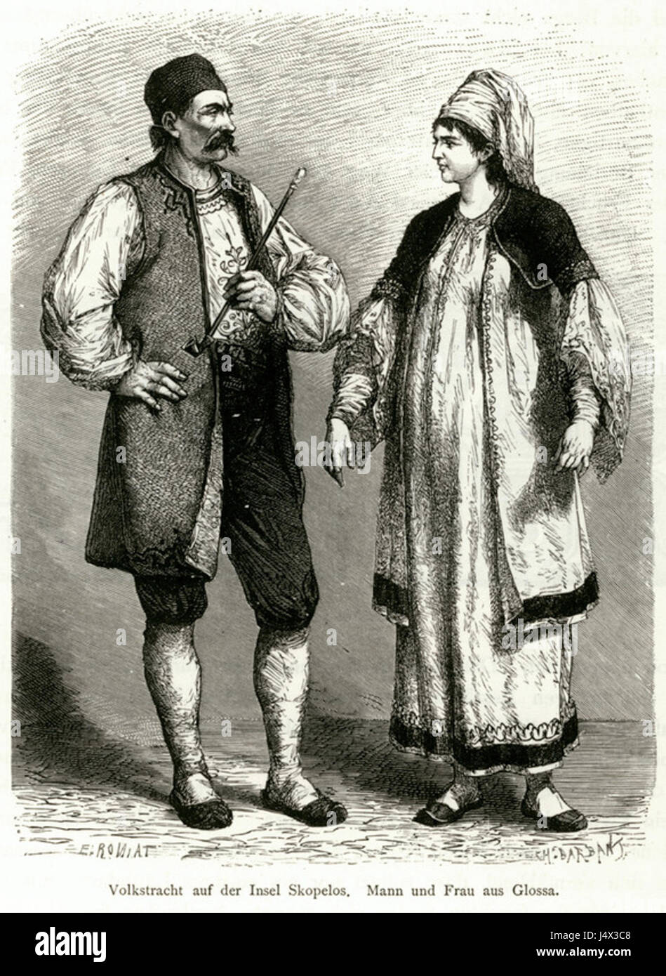 Volkstracht auf der Insel Skopelos Mann und Frau aus Glossa   Schweiger Lerchenfeld Amand (freiherr Von)   1887 Stock Photo
