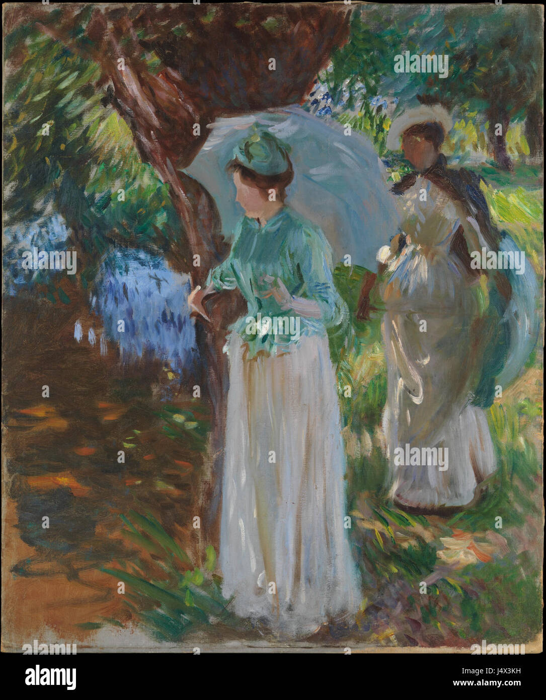 Two Girls with Parasols at Fladbury by John Singer Sargent 1889 Stock Photo