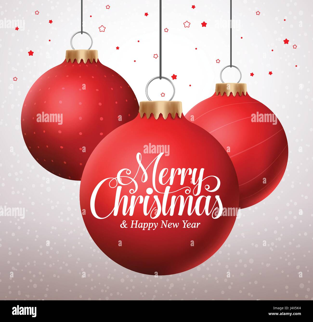 Merry Christmas typography greetings Vector in a hanging red Christmas