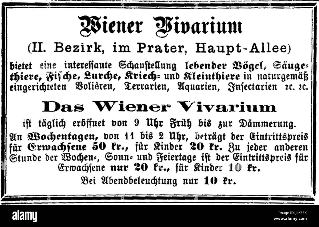 Wiener Vivarium Annonce (1888 08 19) Stock Photo