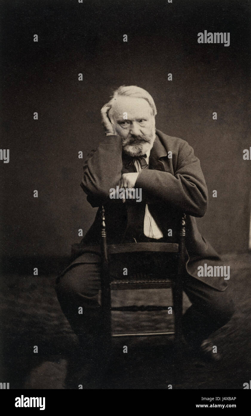 Victor Hugo by Edmond Bacot, 1862 Stock Photo