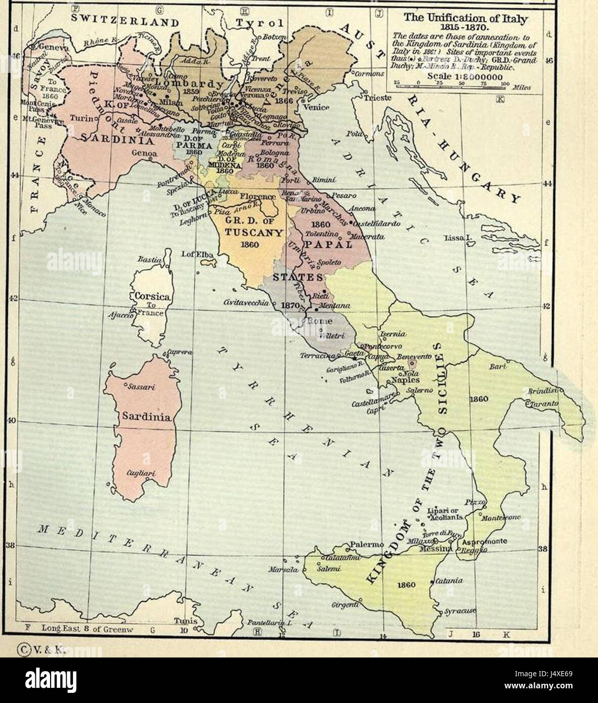 Unification of Italy 1815 1870 Stock Photo